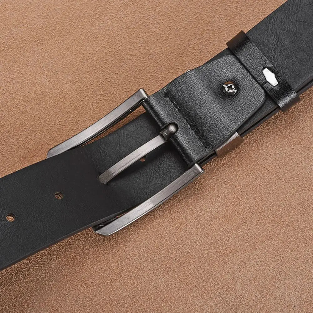 Genuine Leather Men's Belt – High-Quality Buckle, Cowskin Casual & Business Waistband, Cowboy Fashion 2024 New