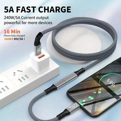 10ft USB-C Extension Cable – 240W Fast Charging, 20Gbps Data Transfer, 4K Video Compatible with USB-C 3.2 Devices