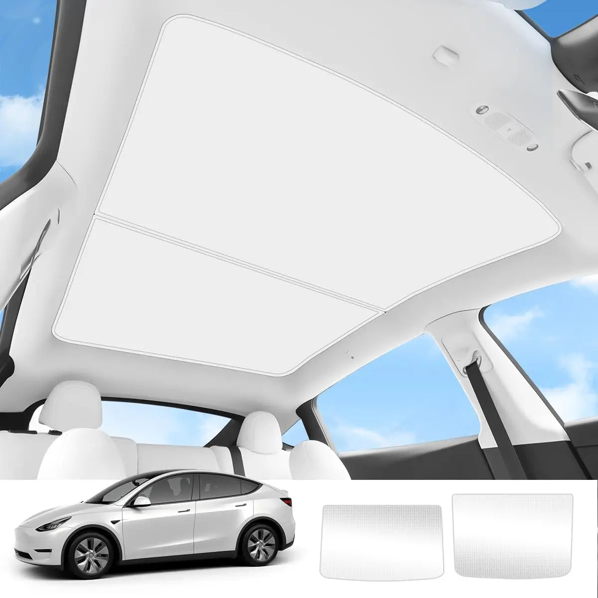 Tesla Model Y Juniper 2025–2026 Sunshade Set – Front, Rear & Side Window Sun Shades, Windshield UV Protection, Outdoor Camping Car Accessories