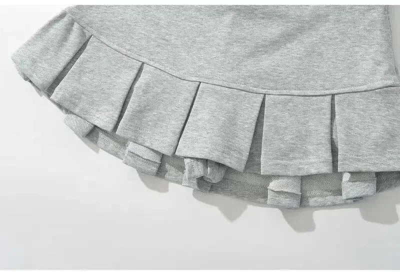 Mooyufon Y2K Mini Skirt — Women’s Low Waist Wide Pleat Light Grey A-Line Pleated Skort, Sexy Vintage Casual Summer Wear
