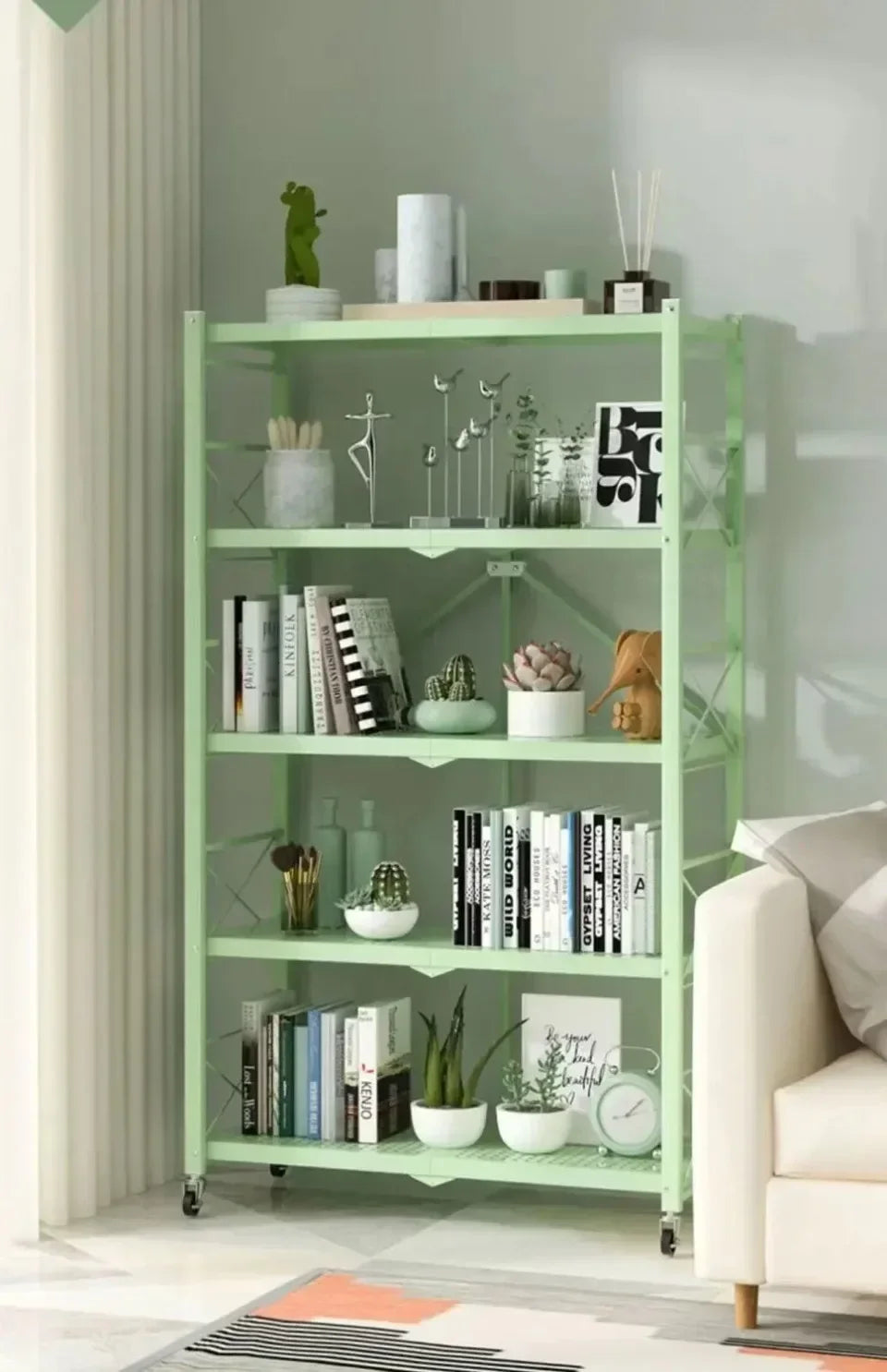 Foldable Kitchen Storage Rack – Large Multi-Layer Metal Shelf with Movable Iron Frame for Multifunctional Use