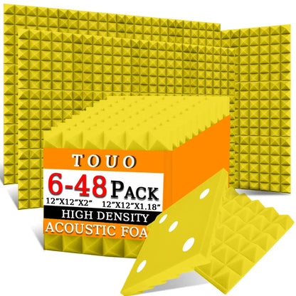 TOUO Acoustic Foam Panels 6–48 Pack Studio Soundproof Wall Panels – Sound Absorbing Sponge for Home, KTV & Recording Rooms