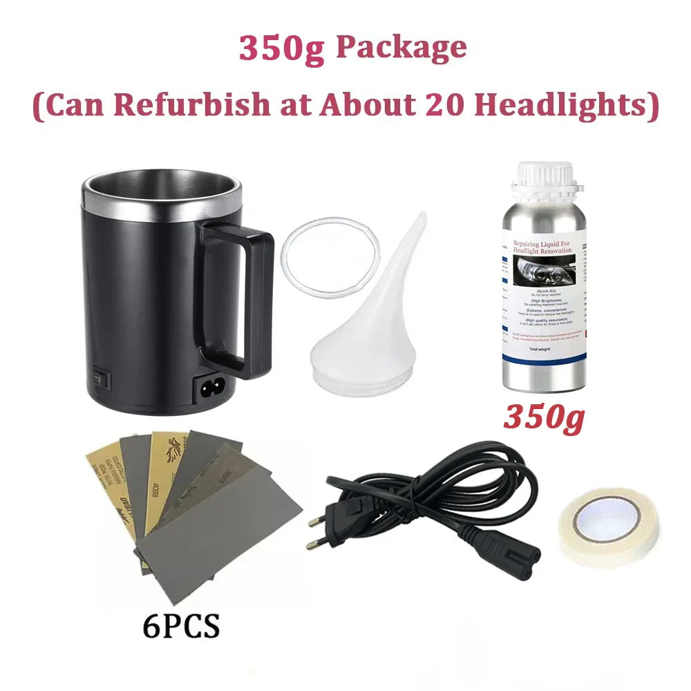 Car Headlight Restoration & Polishing Kit – Liquid Polymer Scratch Remover Repair Fluid for Clear Lens Restoration Tool