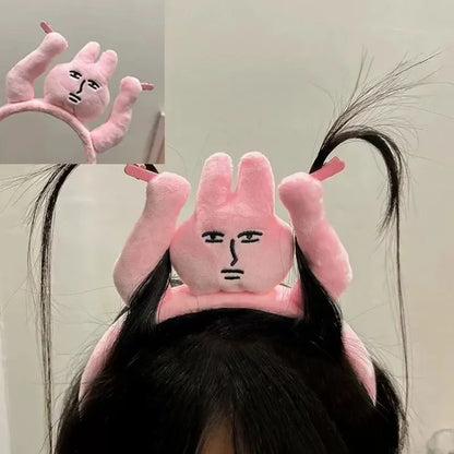 1–20PCS Pink Bunny Plush Headbands – Cute Fun Hair Bands for Bangs, Photos & Costume Decoration