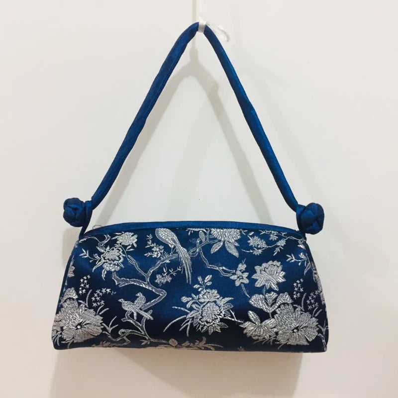 Luxury Silk Embroidered Women’s Handbag – Fashion Elegant Tote Clutch, Handmade Cosplay Style Evening Purse
