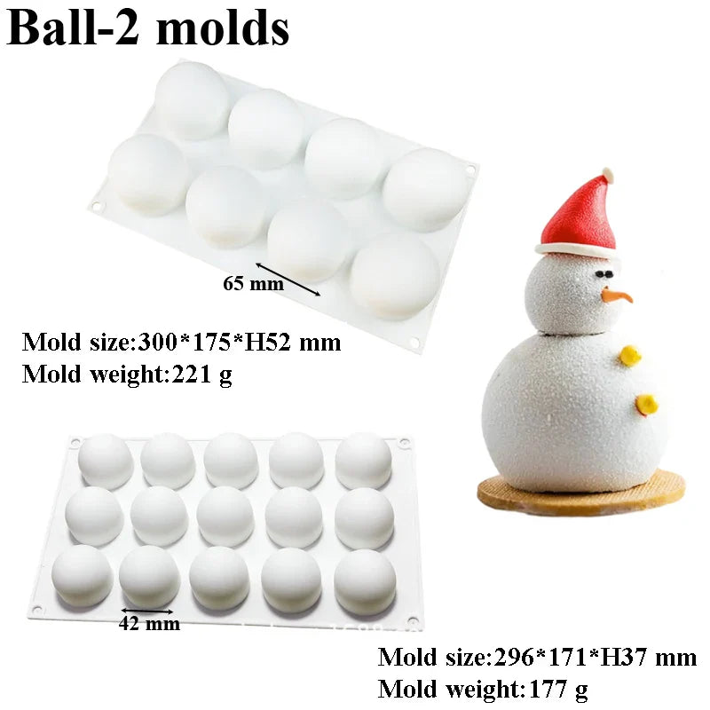 Christmas Silicone Cake Molds — Tree, Snowflake & Hat Shapes for Mousse, Chocolate & Holiday Baking