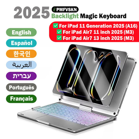 New Magic Keyboard Case for iPad — 360° Flip Backlit Keyboard for iPad 11th Gen A16, iPad Air 11/13-inch M3 2025