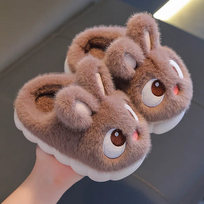 Cute Rabbit Kids’ Winter Slippers - Warm Fluffy Indoor House Shoes for Boys & Girls
