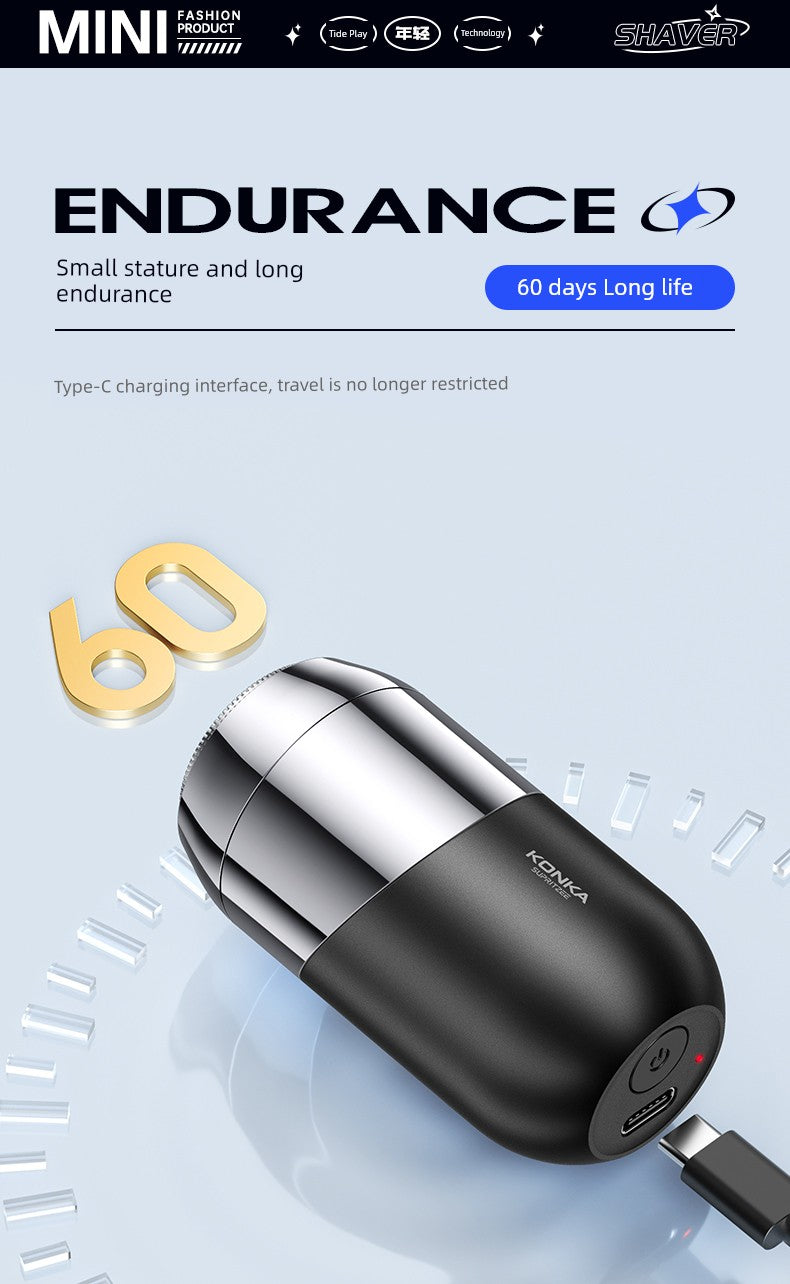 Konka Official 2025 Men’s Electric Shaver – Portable Lock & Load Spray Shaving Device