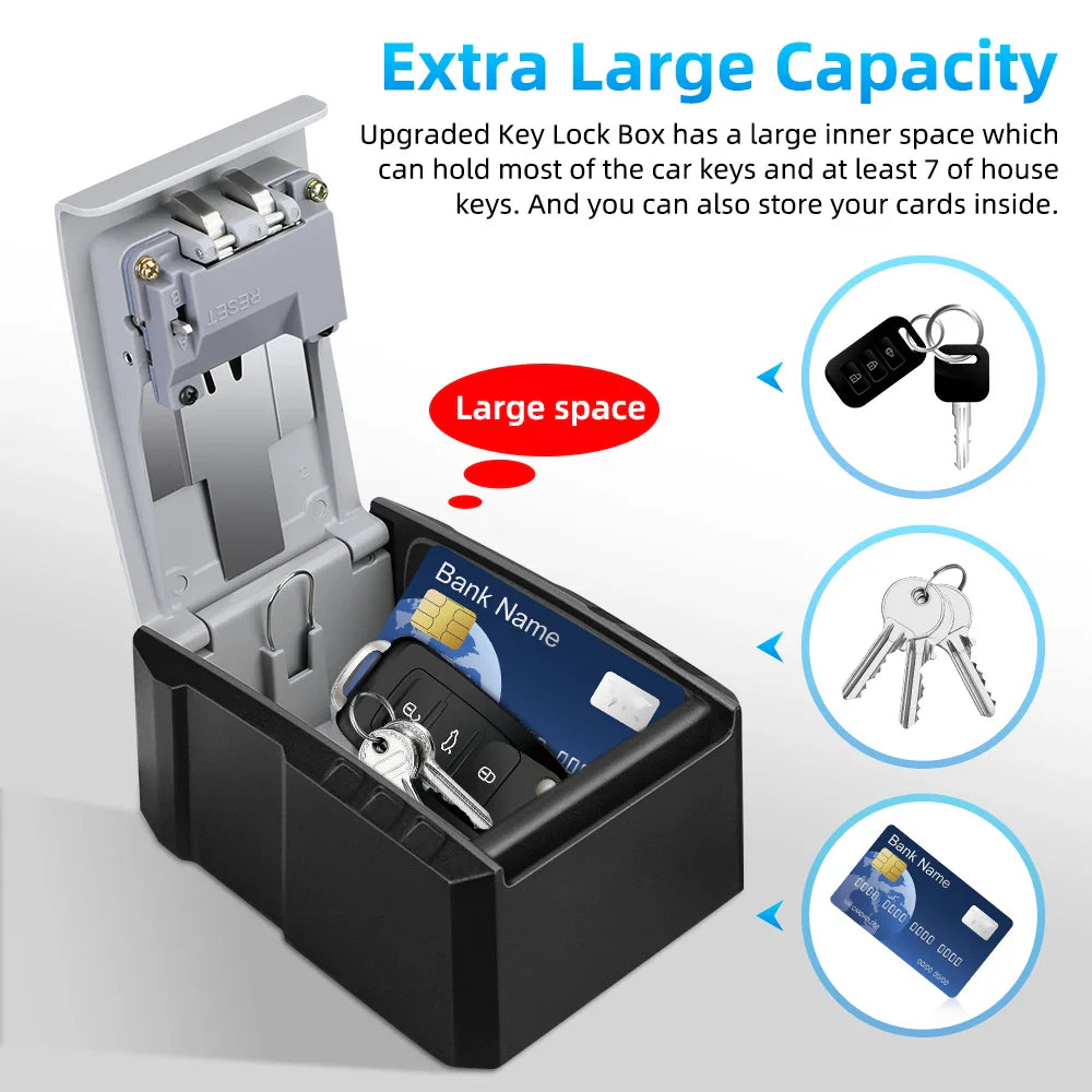 Camluxy Wall-Mounted Key Lock Box – Weatherproof 4-Digit Password Safe for Indoor & Outdoor Anti-Theft Key Storage