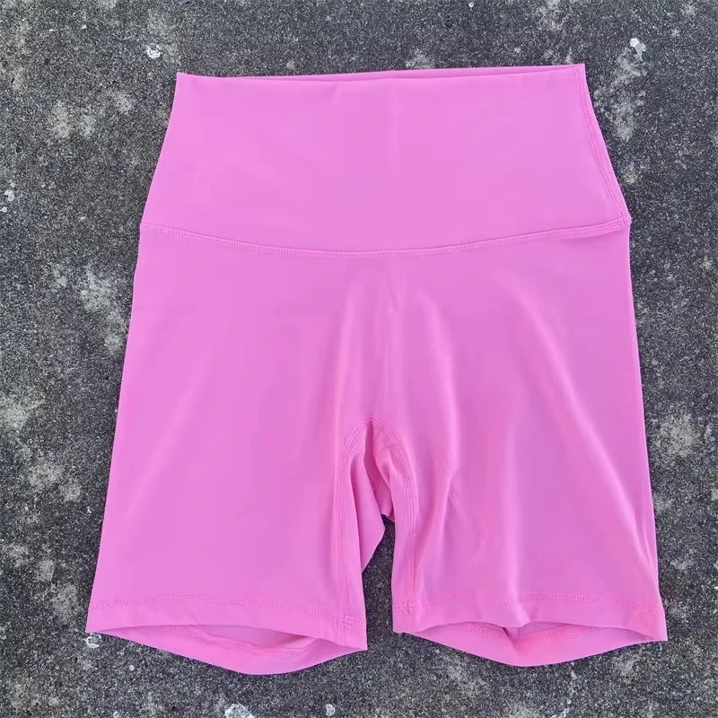 Women’s Solid Color Yoga Shorts – Compression Sport Leggings, Sweat-Wicking Training & Cycling Shorts with Pocket