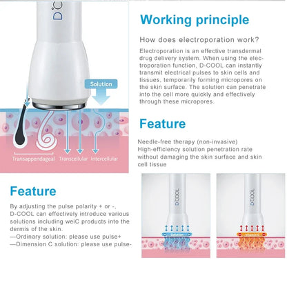 2025 NEW Dcool Portable Beauty Device – Hot & Cool EMS Electroporation Machine for Skin Tightening and Anti-Puffiness Facial Care