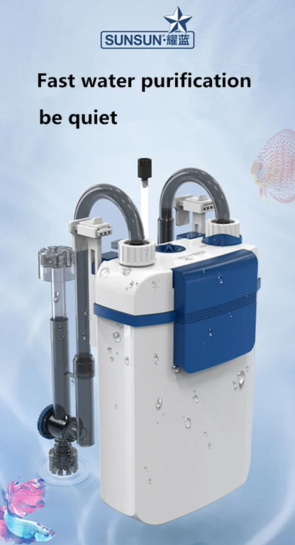 220V Silent Aquarium Filtration System – Wall-Mounted Integrated Filter & Oxygenation Machine for Fish Tanks