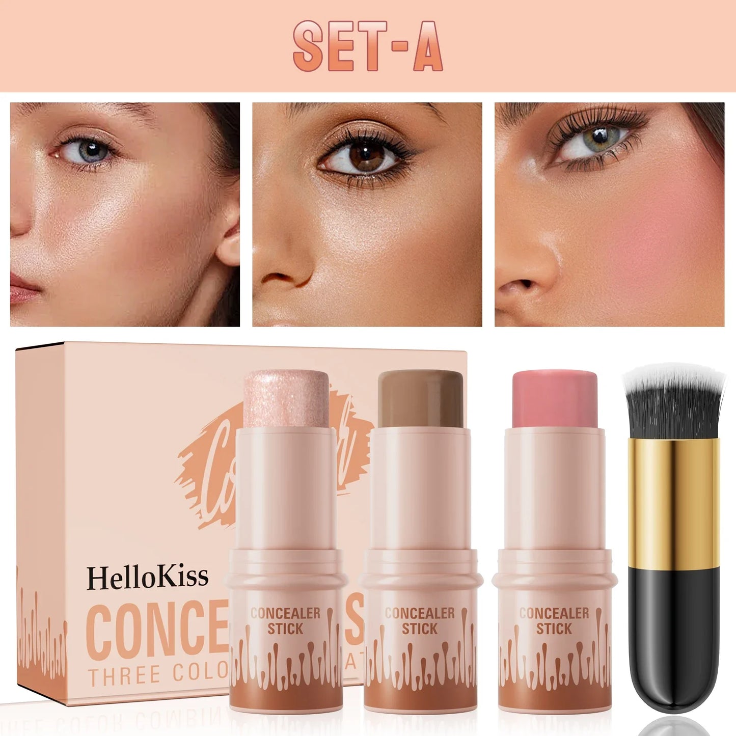 Contour Stick Set – Natural Matte Finish Highlighters & Shadow, Waterproof V-Face Shaping Contour Wand for Face Makeup
