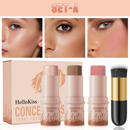 Contour Stick Set – Natural Matte Finish Highlighters & Shadow, Waterproof V-Face Shaping Contour Wand for Face Makeup
