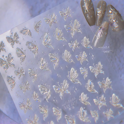 5D Glitter Butterfly Nail Sticker – Kawaii Aurora Nail Art Decal for DIY Manicure & Nail Decorations