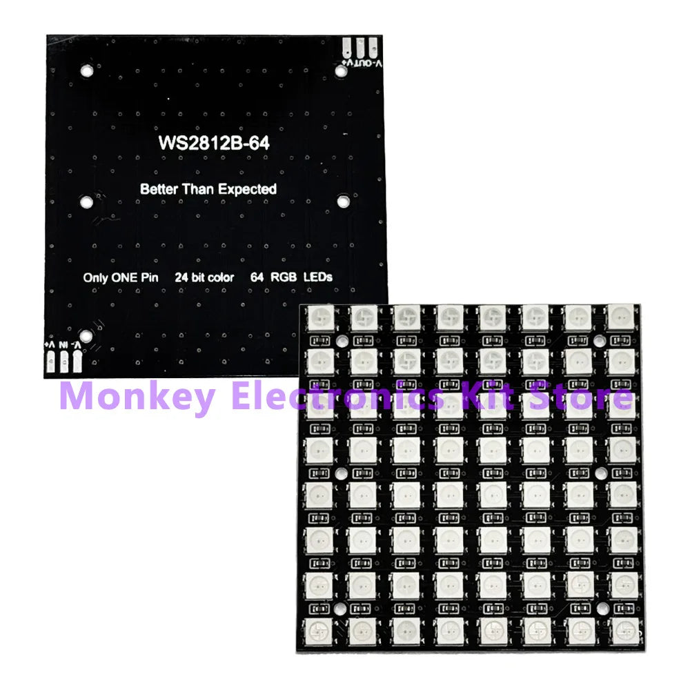 8x8 WS2812 LED Matrix Module – 64-Bit 5050 RGB Programmable Display Panel