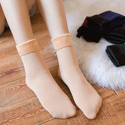 5 Pairs Women’s Winter Thick Thermal Socks — Warm Cashmere Wool Nylon Short Socks for Snow, Boots & Home
