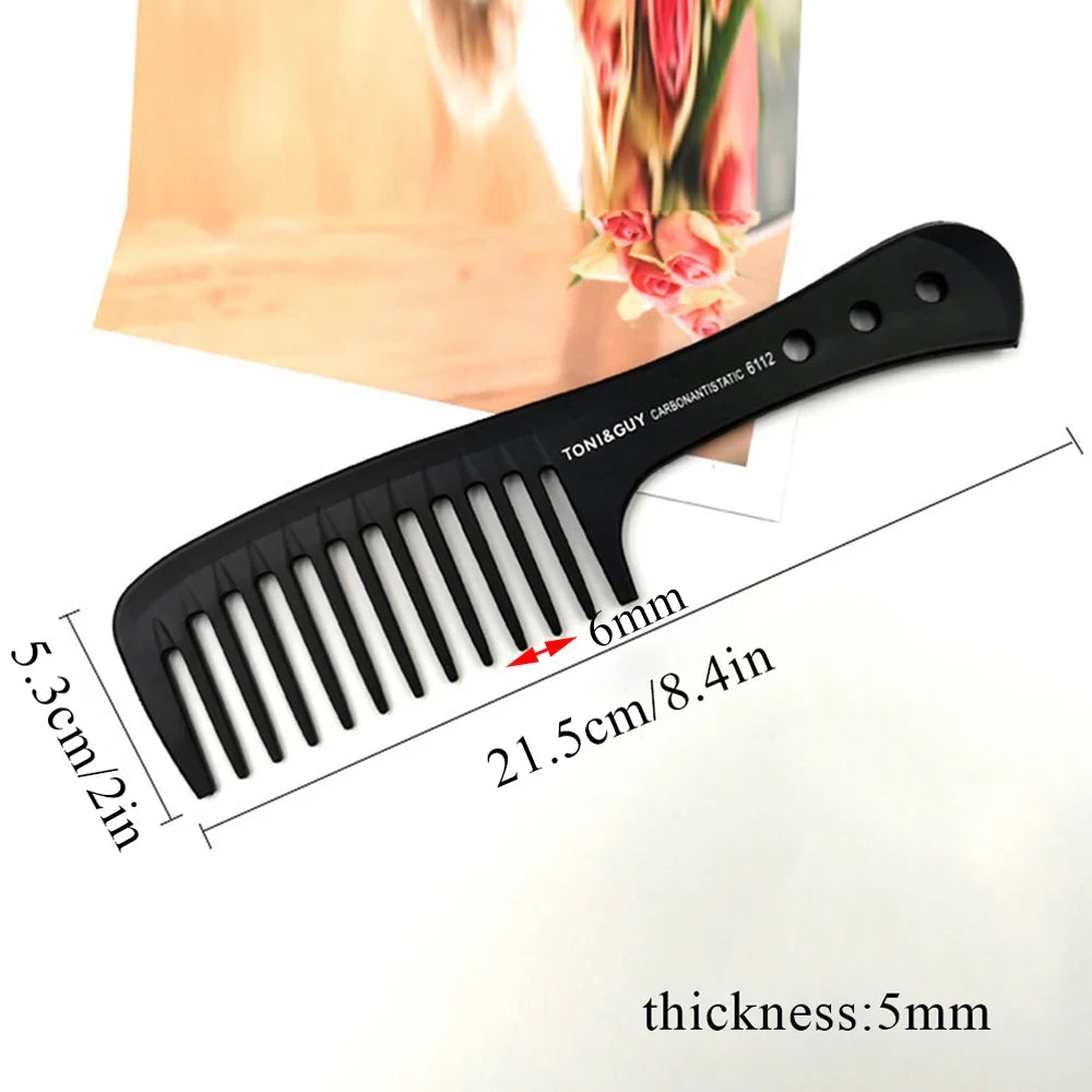 Black Flattop Hair Cutting Comb – Wide Tooth Professional Barber Hair Clipper & Salon Hairdressing Carbon Comb for Men