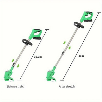 2024 Upgraded Cordless Electric Weed Eater — Battery Operated Lawn Trimmer, Wheel Edger, Mini Mower & Brush Cutter