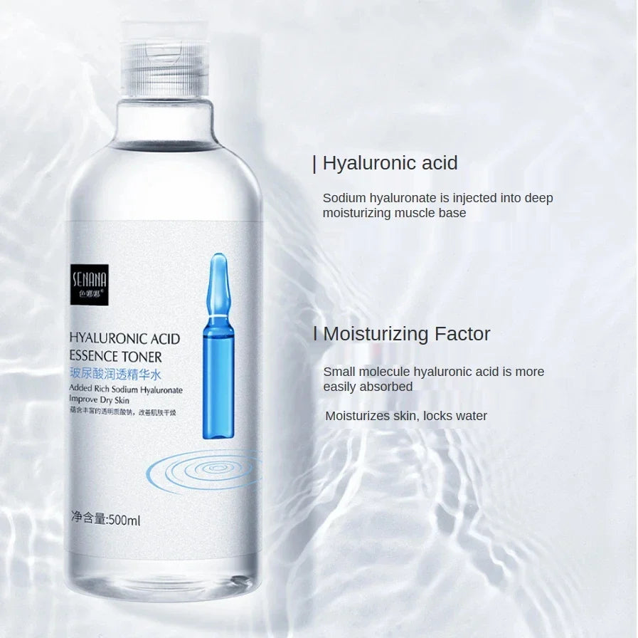 500ml Essence Water Toner — Niacinamide & Hyaluronic Acid for Moisturizing, Brightening, and Dry Skin Care