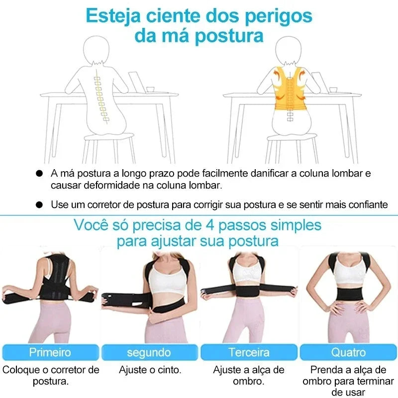 Reinforced Lumbar Posture Corrector Vest – Adjustable Back & Shoulder Support Strap with Spine and Neck Brace Trainer