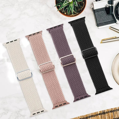 Braided Solo Loop Apple Watch Ultra Band – Elastic Nylon Sport Bracelet for iWatch SE, Series 3–9 (38mm–49mm) Strap