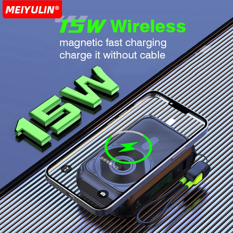 Magnetic Wireless Power Bank 20000mAh - Large Capacity Fast Charger with AC Plug, External Spare Battery for iPhone