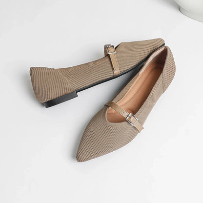 2024 Women's Flat Shoes – Pointed Toe Soft Knitted Sole, Breathable & Comfortable Spring and Autumn New Model