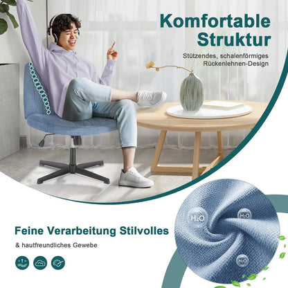 Criss-Cross Leg Office Chair – Armless Wide Seat, Height Adjustable Swivel for Home or Desk