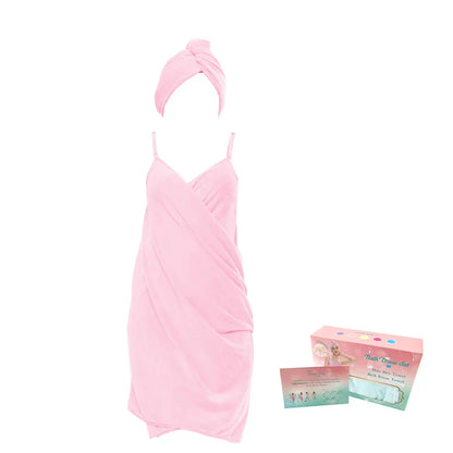 2-Piece Women’s Camisole Shower Dress — Sexy Backless, Absorbent Wearable Bath Towel Nightdress