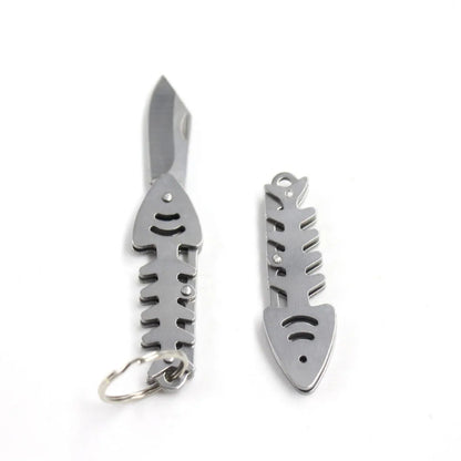 Fish Bone Knife Keychain - Foldable Stainless Steel Mini Box Cutter for Camping, Outdoor & Everyday Use