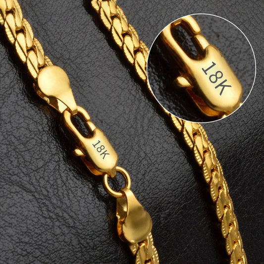 18K Gold/Silver 6mm Full Sideways Necklace – 8/18/20/24 Inch Chain for Women & Men, Fashion Wedding & Engagement Jewelry