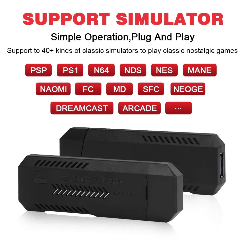 GD10 Plus 4K Game Stick Console – 256G, 58,000 Games, Dual 2.4G Wireless Controllers for N64/PSP/PS1/GBA