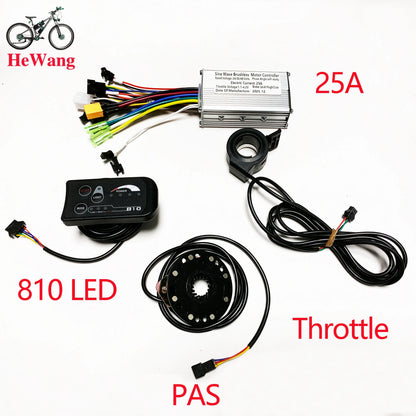 Brushless Motor Controller Kit - 24V/36V/48V 350W-500W E-Bike Sine Wave Controller with S810 LCD Display