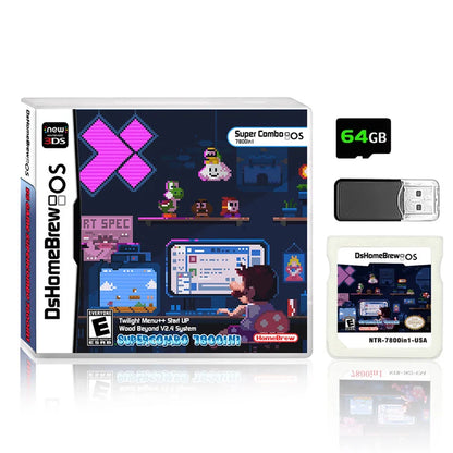 DS 7800-in-1 Memory Card with 64GB TF Card & SDHC Adapter – NDS, NDSL, 3DS XL, 2DS XL Game Console Accessory