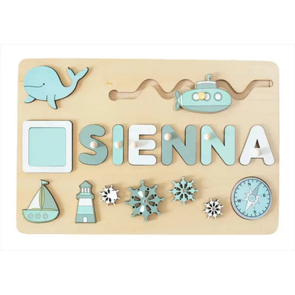 Montessori Personalized Wooden Name Puzzle — Custom Letter Board Educational Toy for Babies