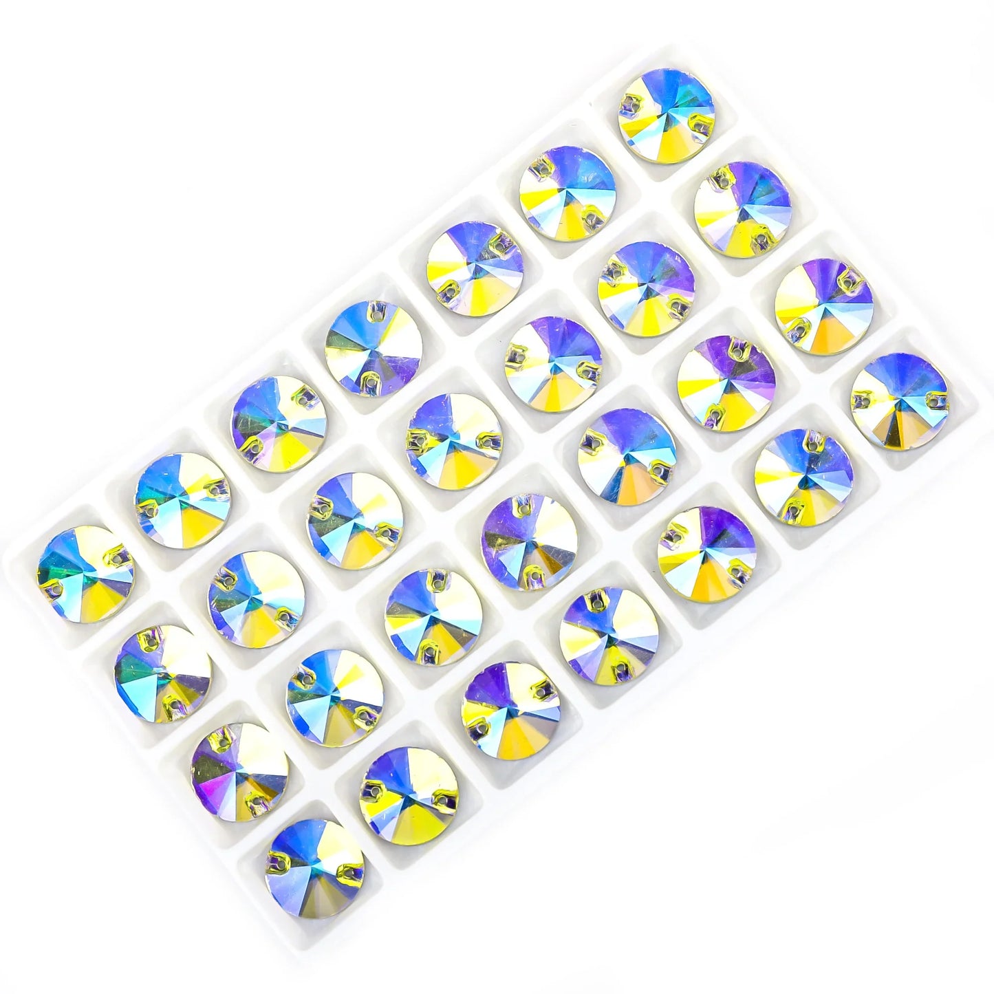 Crystal Rhinestone Flatback Beads - AB Round Shell Gems for DIY Crafts, Clothing & Wedding Decoration