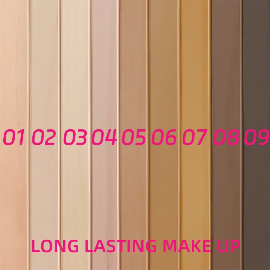 9-Shade Full Coverage Liquid Concealer & Foundation — Natural Matte Base Makeup