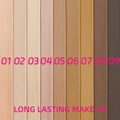 9-Shade Full Coverage Liquid Concealer & Foundation — Natural Matte Base Makeup