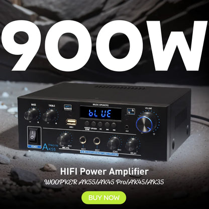Woopker AK Series Digital Bluetooth Amplifier – 2 Channel HiFi Audio Amp with FM & USB for Home, Car & Karaoke