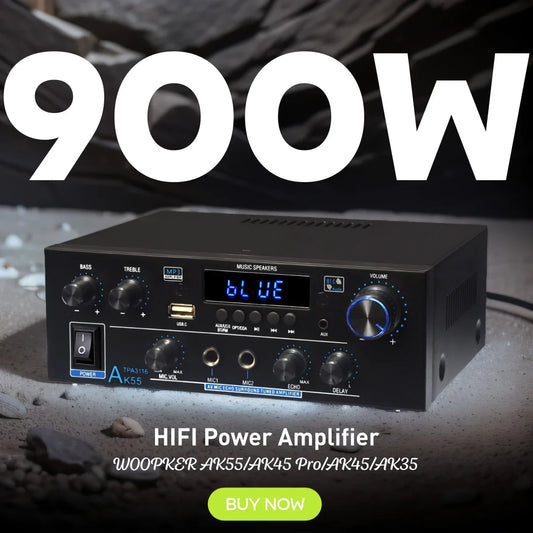 Woopker AK Series Digital Bluetooth Amplifier – 2 Channel HiFi Audio Amp with FM & USB for Home, Car & Karaoke