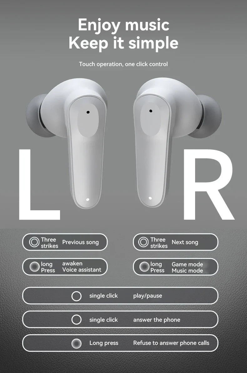 mzymi A98 TWS True Wireless Earbuds | ENC Noise-Reducing Waterproof Sport Headphones