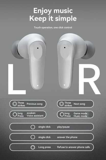 mzymi A98 TWS True Wireless Earbuds | ENC Noise-Reducing Waterproof Sport Headphones