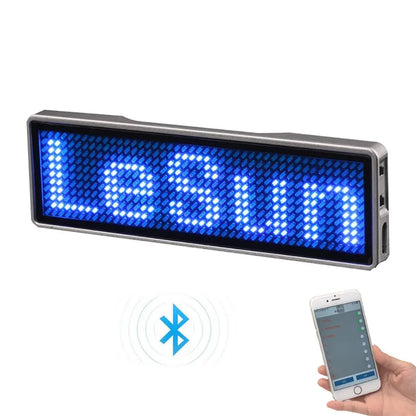 Rechargeable Bluetooth LED Name Tag: Programmable Scrolling Message Board - Digital LED Badge Insignia for DIY Mini Display
