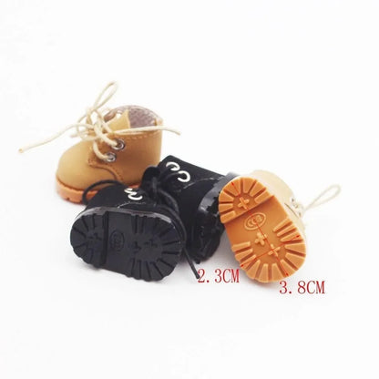 Labubu Doll Shoes – 3.8cm Lace-Up Mini Leather Shoes for 15-17cm Dolls, Cute Kawaii Accessory