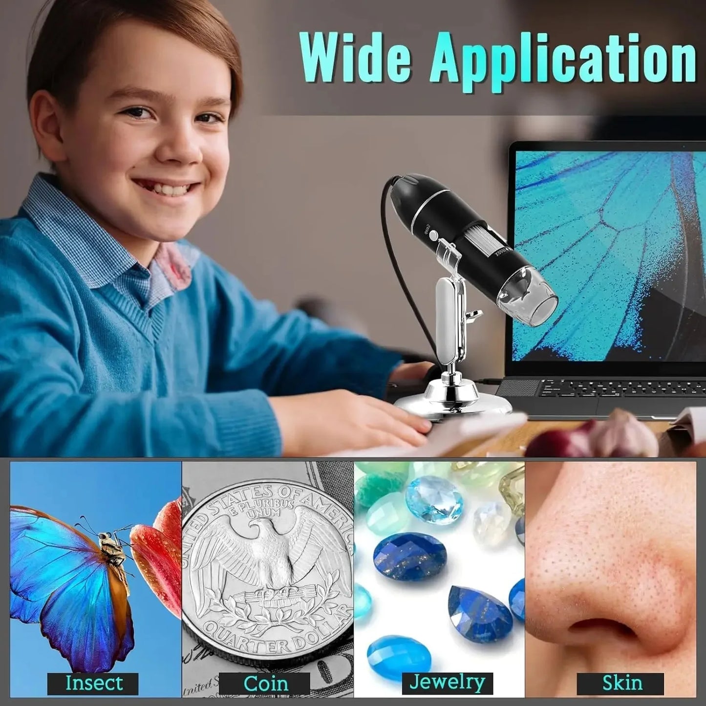 1600X USB Digital Microscope 1080P HD – 8 LED Soldering Inspection Camera for Android, Mac & Windows Electronics Repair Tool
