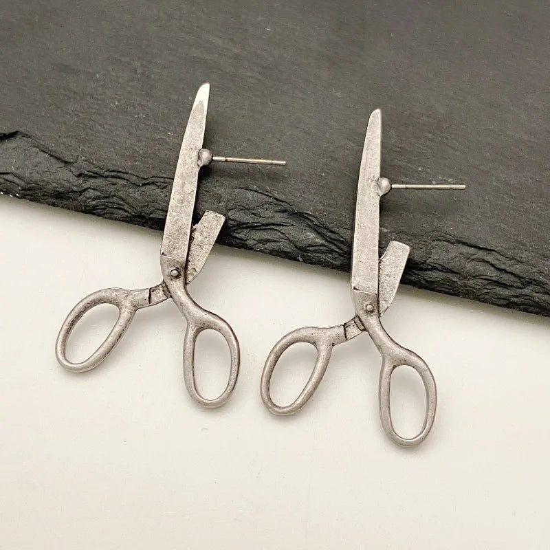 Retro Scissors Stud Earrings - Creative Hip Hop Style Women’s Party Fashion Jewelry Gift