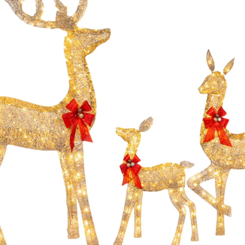 3PCS Lighted Reindeer Christmas Decoration Set – Cute Yard & Home Holiday Lights