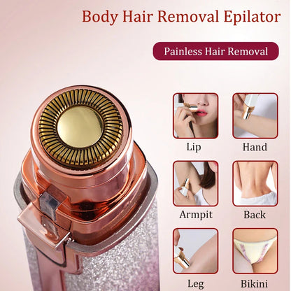 2-in-1 Rechargeable Electric Epilator & Eyebrow Trimmer – Mini Painless Hair Removal Razor for Body, Face & Lips